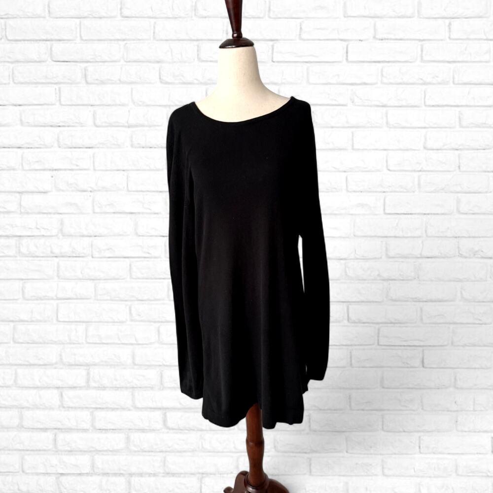 J McLaughlin Black Dress Womens Medium Long Sleeve Cotton Blend Stretch Soft